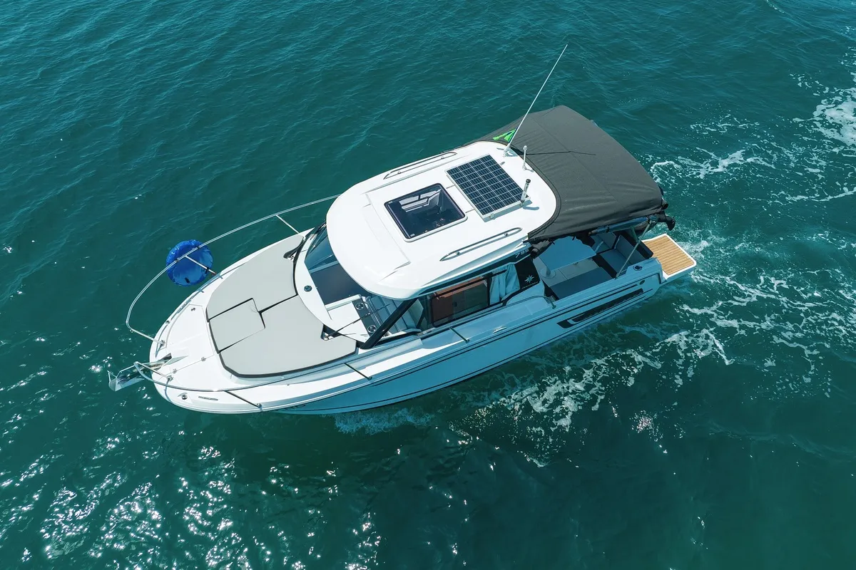Exterior view of Frida, a Jeanneau Merry Fisher 795 motorboat at Grad Biograd na Moru, Croatia