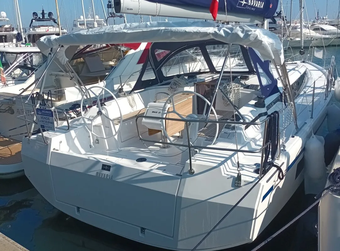 Cockpit of Bavaria C42, a sailboat at Vibo Valentia, Italy