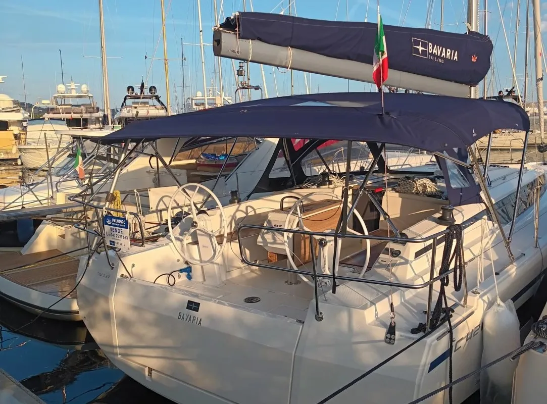 Cockpit of Bavaria C42, a sailboat at Vibo Valentia, Italy