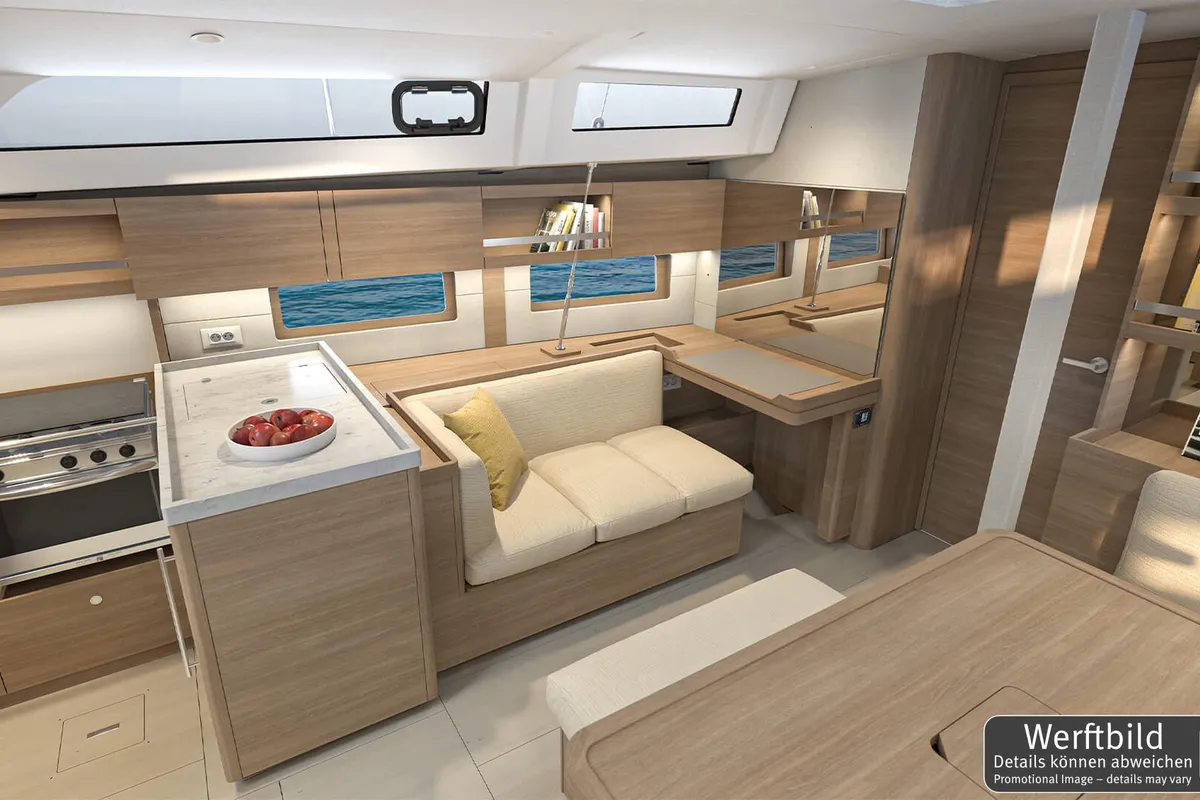 Salon of FOX one, a Beneteau Oceanis 47 sailboat at Rogoznica, Croatia