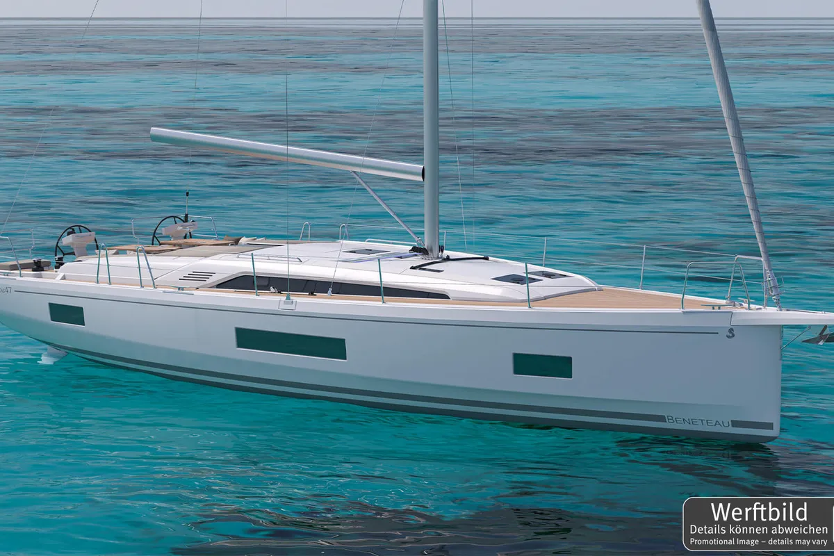 Exterior view of FOX one, a Beneteau Oceanis 47 sailboat at Rogoznica, Croatia