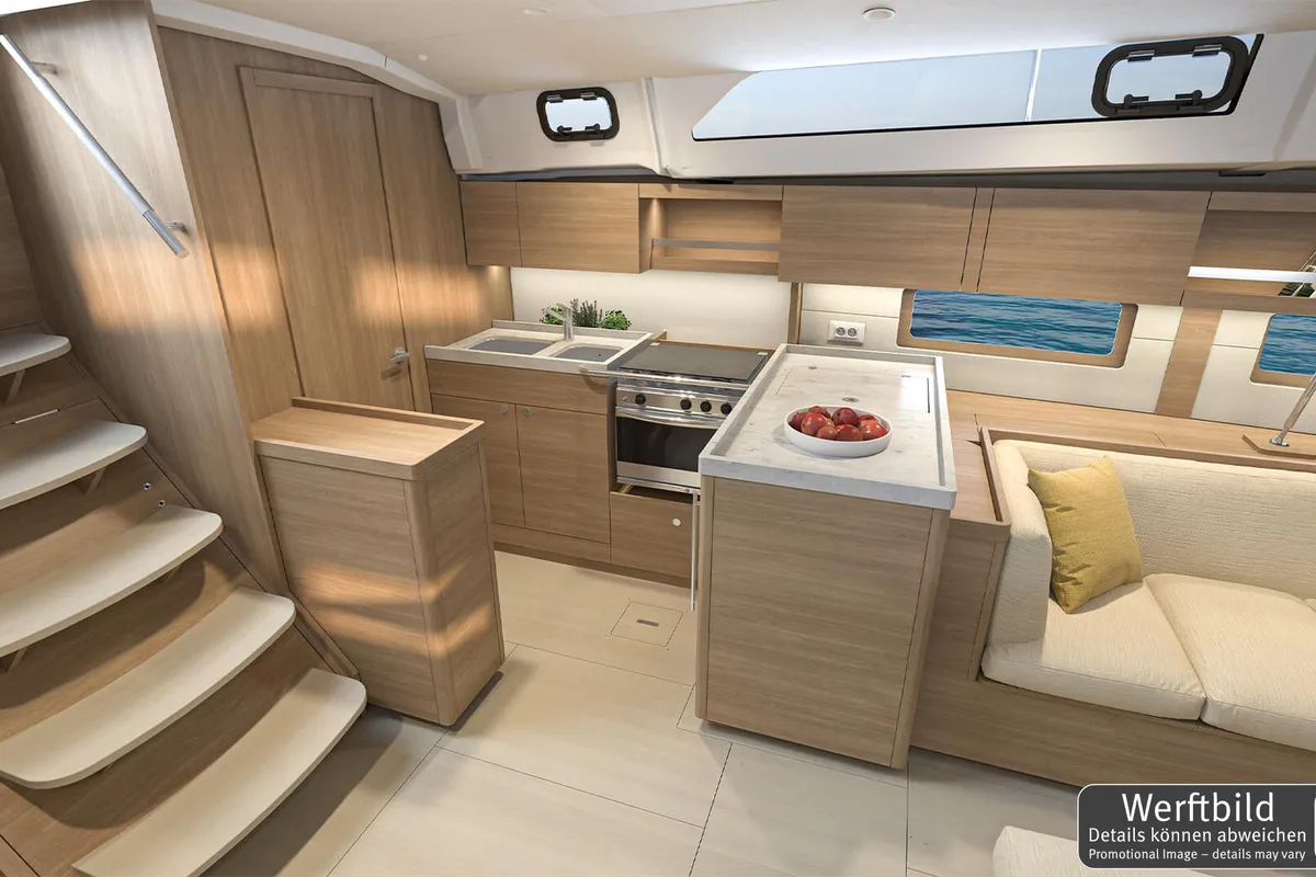 Galley of FOX one, a Beneteau Oceanis 47 sailboat at Rogoznica, Croatia