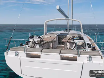 Cockpit of FOX one, a Beneteau Oceanis 47 sailboat at Rogoznica, Croatia