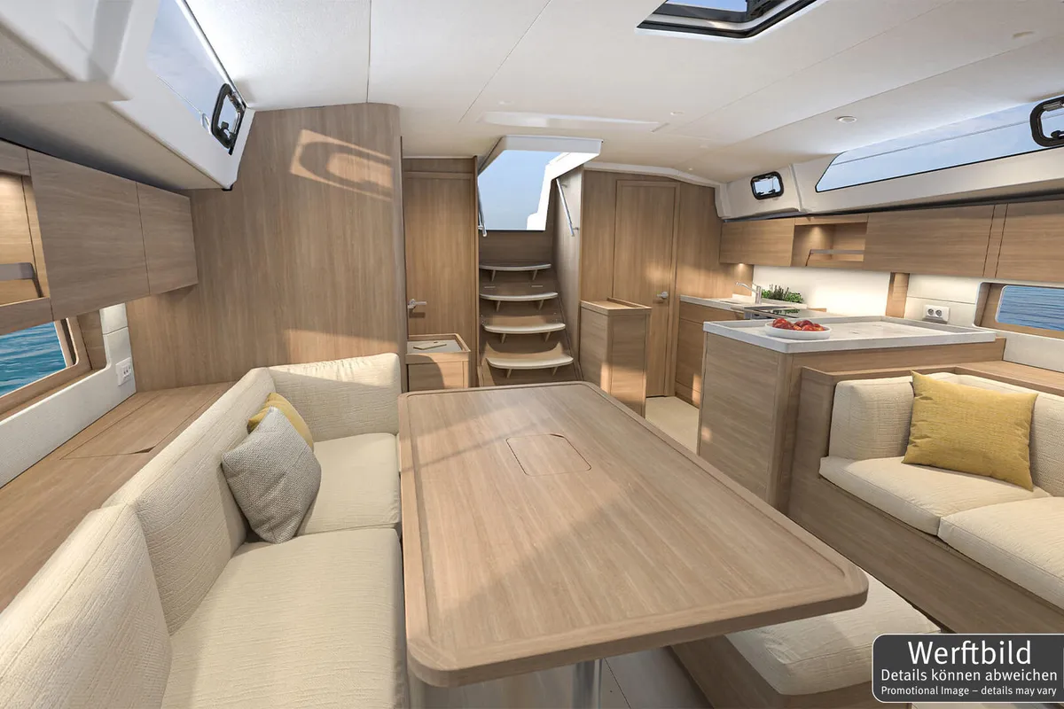 Salon of FOX one, a Beneteau Oceanis 47 sailboat at Rogoznica, Croatia