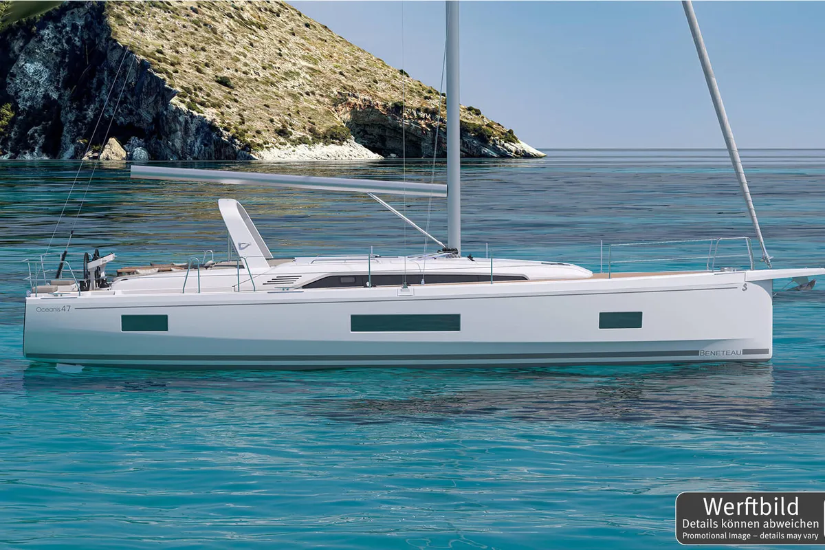 Exterior view of FOX one, a Beneteau Oceanis 47 sailboat at Rogoznica, Croatia