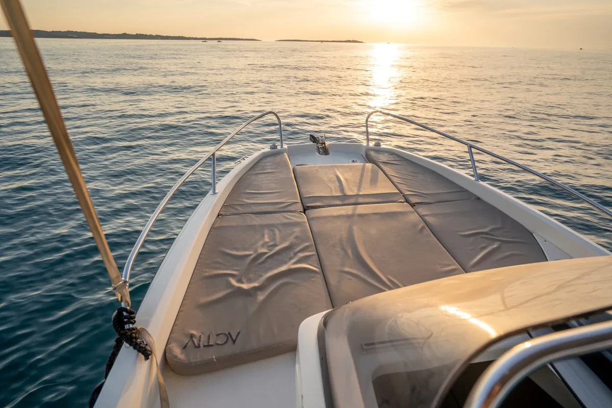 Exterior view of Quicksilver, a Quicksilver 605 Sundeck motorboat at Valbandon, Croatia