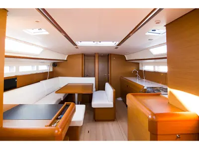 Salon of Te Fiti, a Jeanneau Sun Odyssey 519 sailboat at es Jonquet, Spain