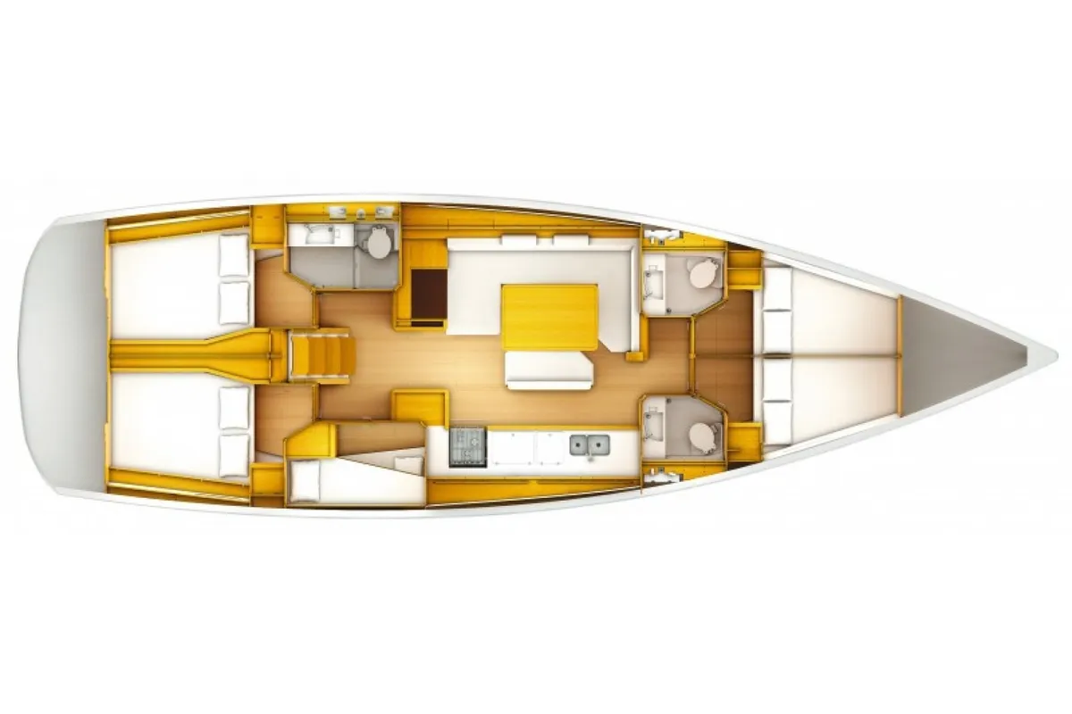 Floor plan of Te Fiti, a Jeanneau Sun Odyssey 519 sailboat at es Jonquet, Spain