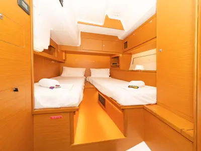 Cabin on Dimpa, a Dufour 530 sailboat at Athens, Greece