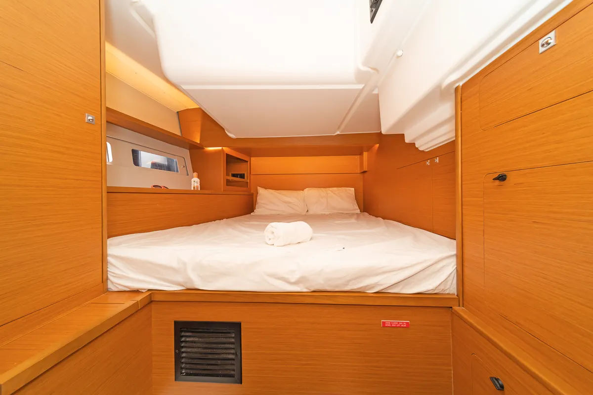 Cabin on Dimpa, a Dufour 530 sailboat at Athens, Greece