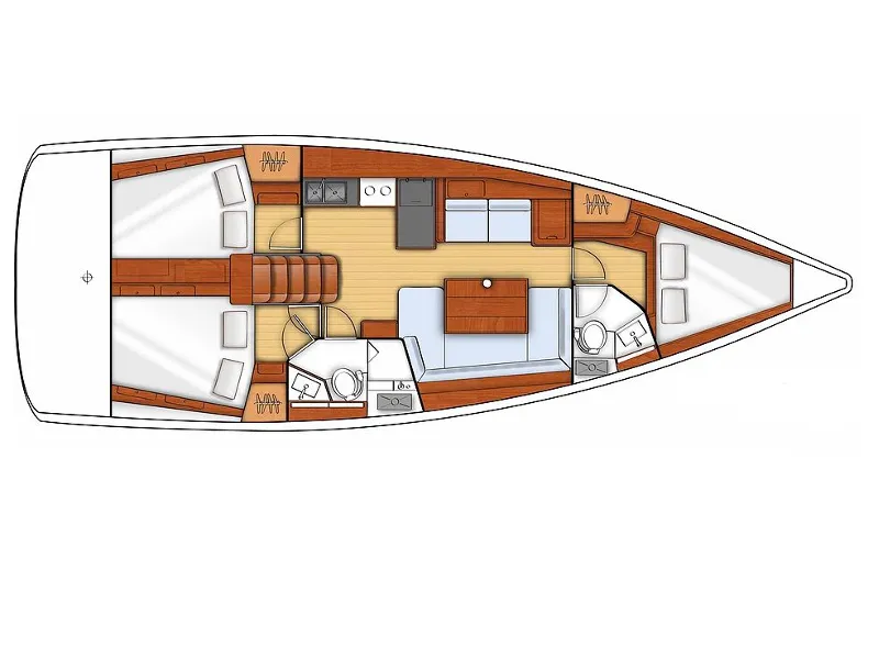 Cabin on Sluničko, a Beneteau Oceanis 41 sailboat at Općina Sukošan, Croatia