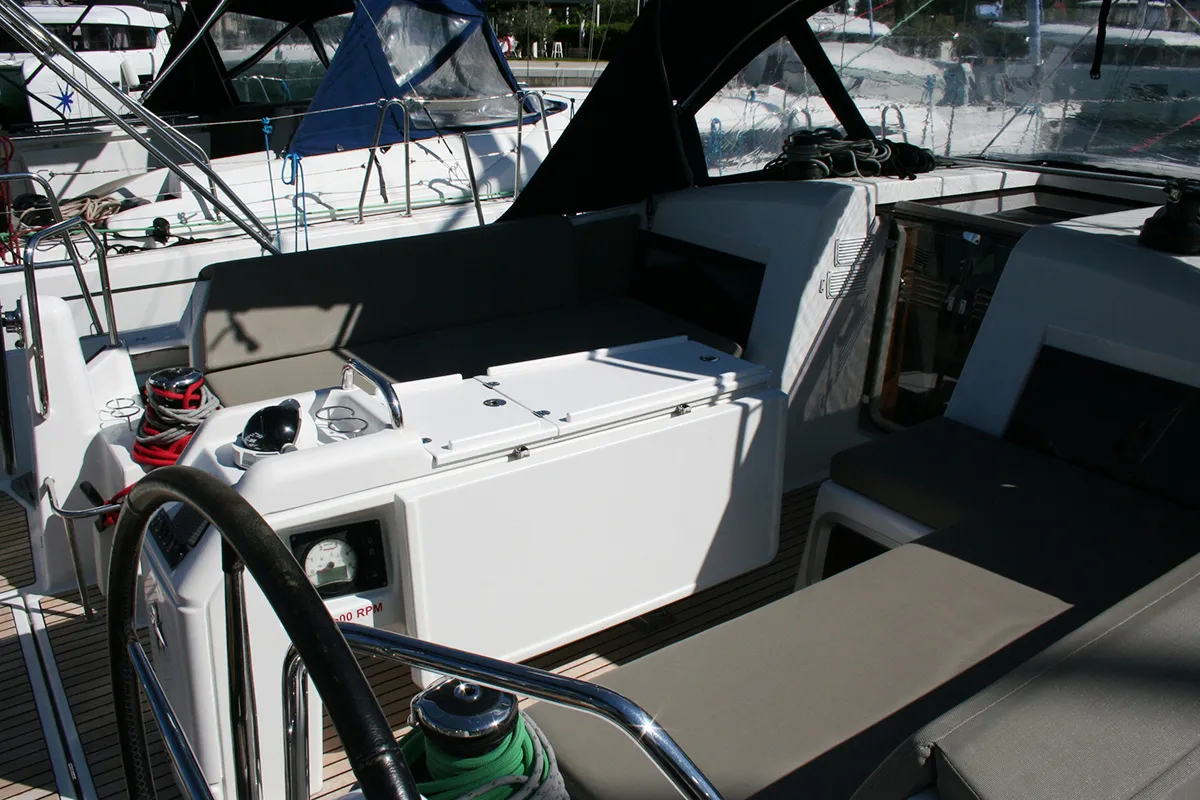 Deck of Modesty, a Jeanneau Sun Odyssey 440 sailboat at Dubrovnik, Croatia
