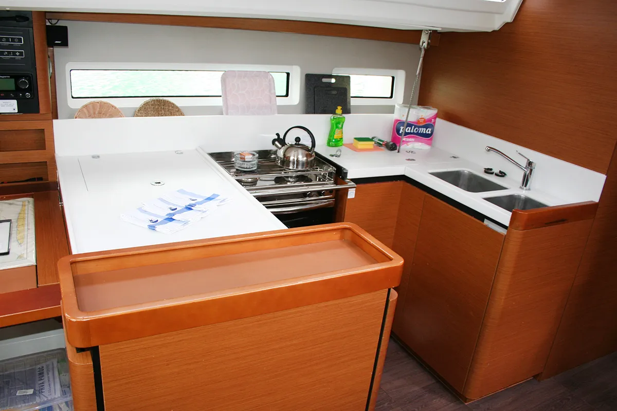 Galley of Modesty, a Jeanneau Sun Odyssey 440 sailboat at Dubrovnik, Croatia