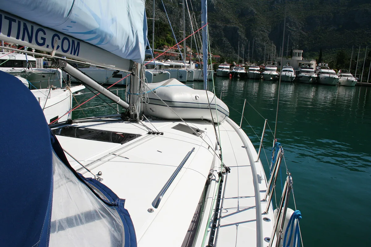 Deck of Modesty, a Jeanneau Sun Odyssey 440 sailboat at Dubrovnik, Croatia