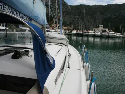 Deck of Modesty, a Jeanneau Sun Odyssey 440 sailboat at Dubrovnik, Croatia
