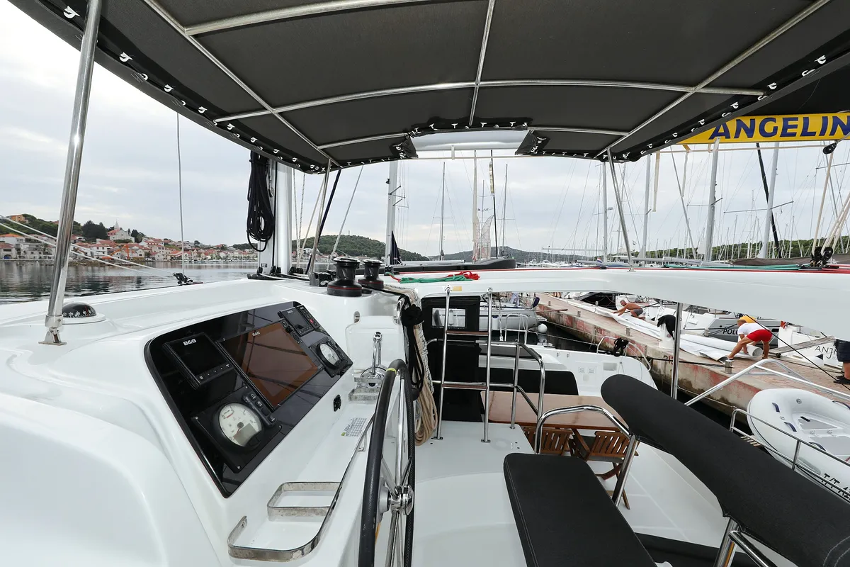 Cockpit of Air Wave, a Lagoon 42 catamaran at Općina Rogoznica, Croatia