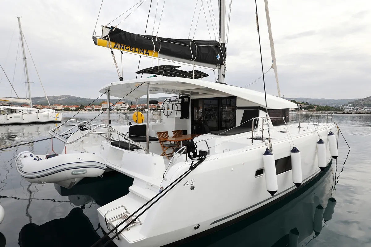 Exterior view of Air Wave, a Lagoon 42 catamaran at Općina Rogoznica, Croatia