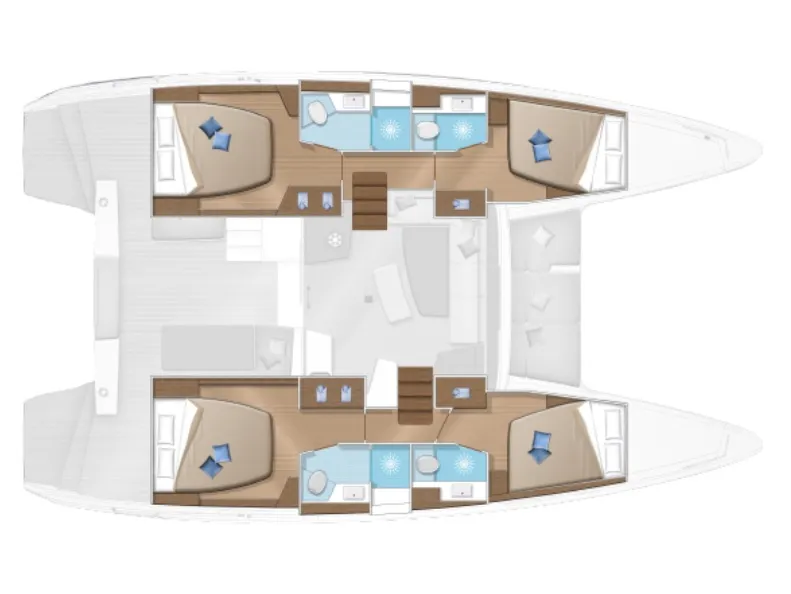 Floor plan of Kokotie, a Lagoon 42 catamaran at Pointe-à-Pitre, France