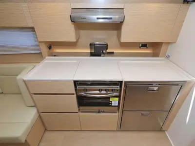 Galley of Nausicaa II, a Hanse 588 sailboat at Salerno, Italy