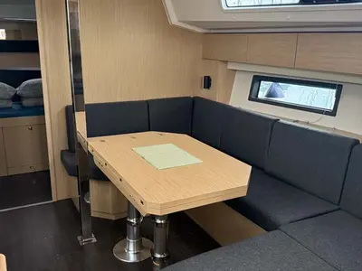 Salon of Aurelia, a Bavaria C42 Style sailboat at Palma de Mallorca, Spain