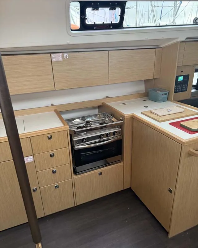 Galley of Aurelia, a Bavaria C42 Style sailboat at Palma de Mallorca, Spain
