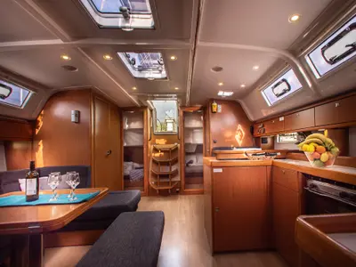 Salon of Philoctetes, a Bavaria Cruiser 51 sailboat at Athens, Greece