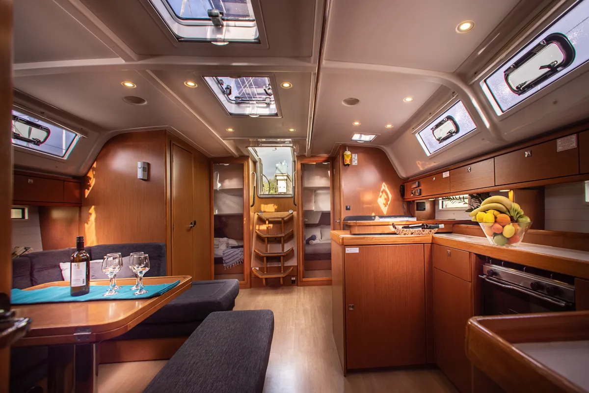 Salon of Philoctetes, a Bavaria Cruiser 51 sailboat at Athens, Greece