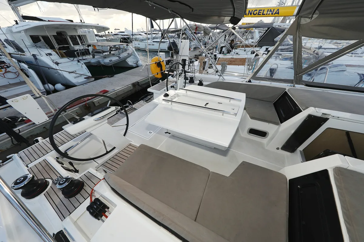 Deck of Arabella, a Beneteau Oceanis 46.1 sailboat at Grad Biograd na Moru, Croatia