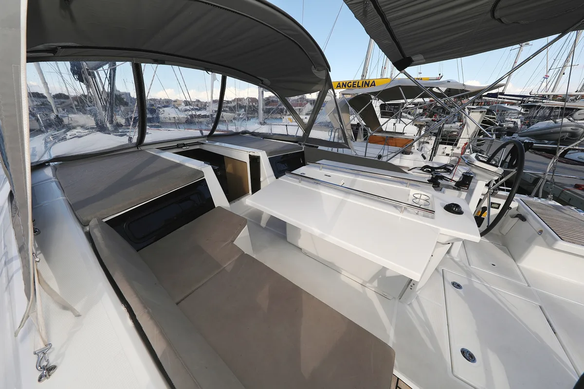 Deck of Arabella, a Beneteau Oceanis 46.1 sailboat at Grad Biograd na Moru, Croatia