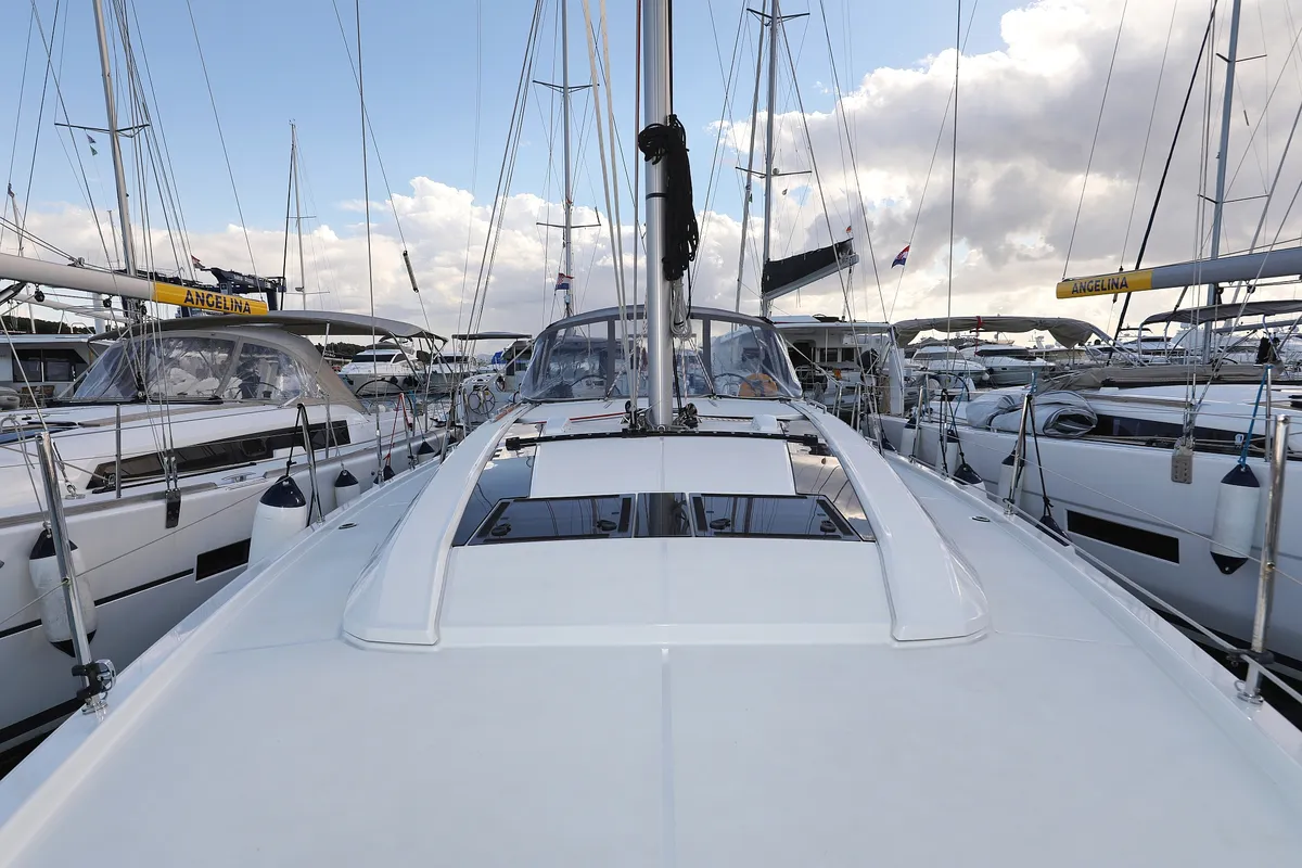 Deck of Arabella, a Beneteau Oceanis 46.1 sailboat at Grad Biograd na Moru, Croatia