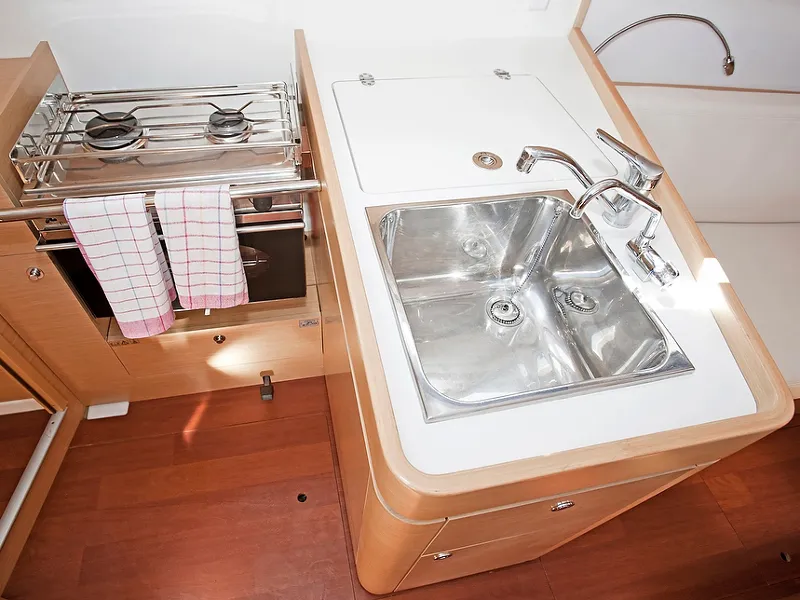 Galley of NIKE, a Beneteau First 35 sailboat at Grad Pula, Croatia