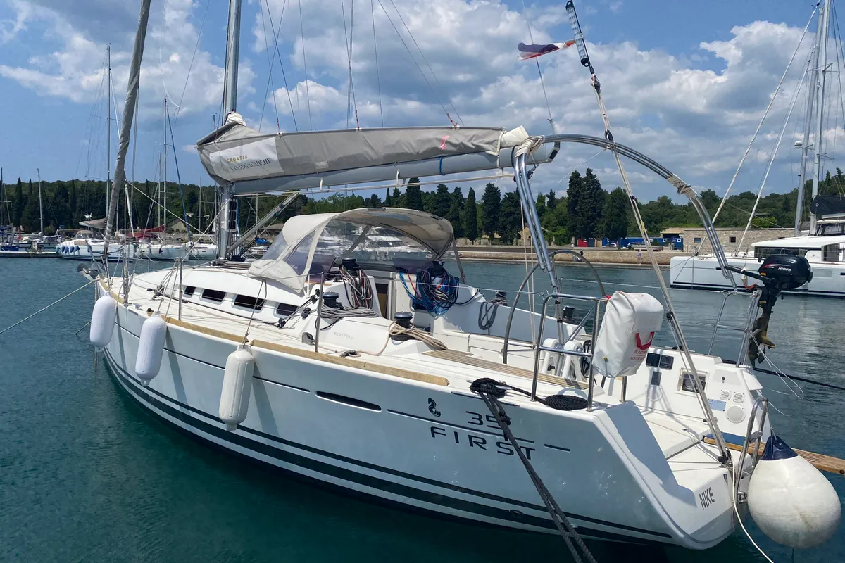 Exterior view of NIKE, a Beneteau First 35 sailboat at Grad Pula, Croatia