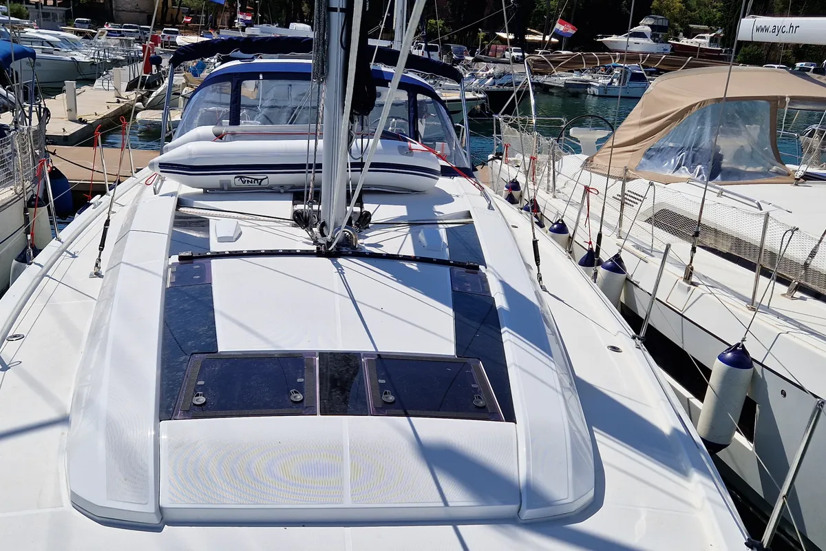 Deck of Luna, a Beneteau Oceanis 46.1 sailboat at Medulin, Croatia