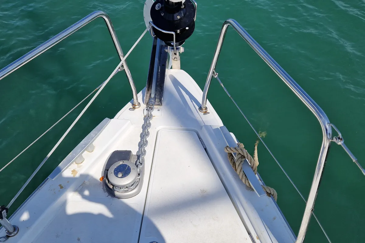 Deck of Luna, a Beneteau Oceanis 46.1 sailboat at Medulin, Croatia