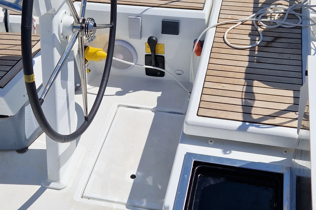 Cockpit of Luna, a Beneteau Oceanis 46.1 sailboat at Medulin, Croatia