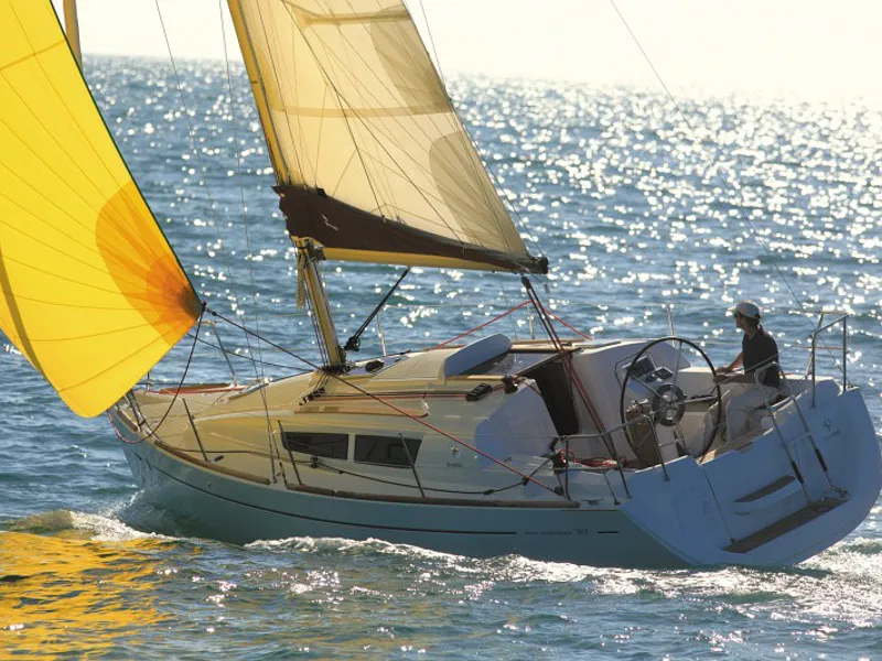 Exterior view of Beagle, a Jeanneau Sun Odyssey 30i sailboat at Yerseke, Netherlands