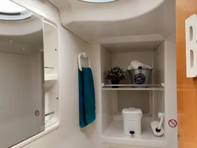 Cockpit of Comfort, a Fountaine Pajot Highland 35 catamaran at Lisbon, Portugal