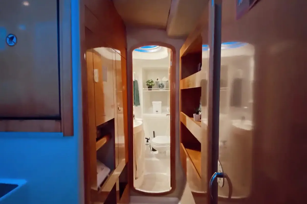 Exterior view of Comfort, a Fountaine Pajot Highland 35 catamaran at Lisbon, Portugal