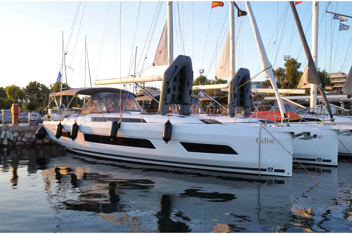 Exterior view of Celini, a Dufour 41 sailboat at Kos, Greece