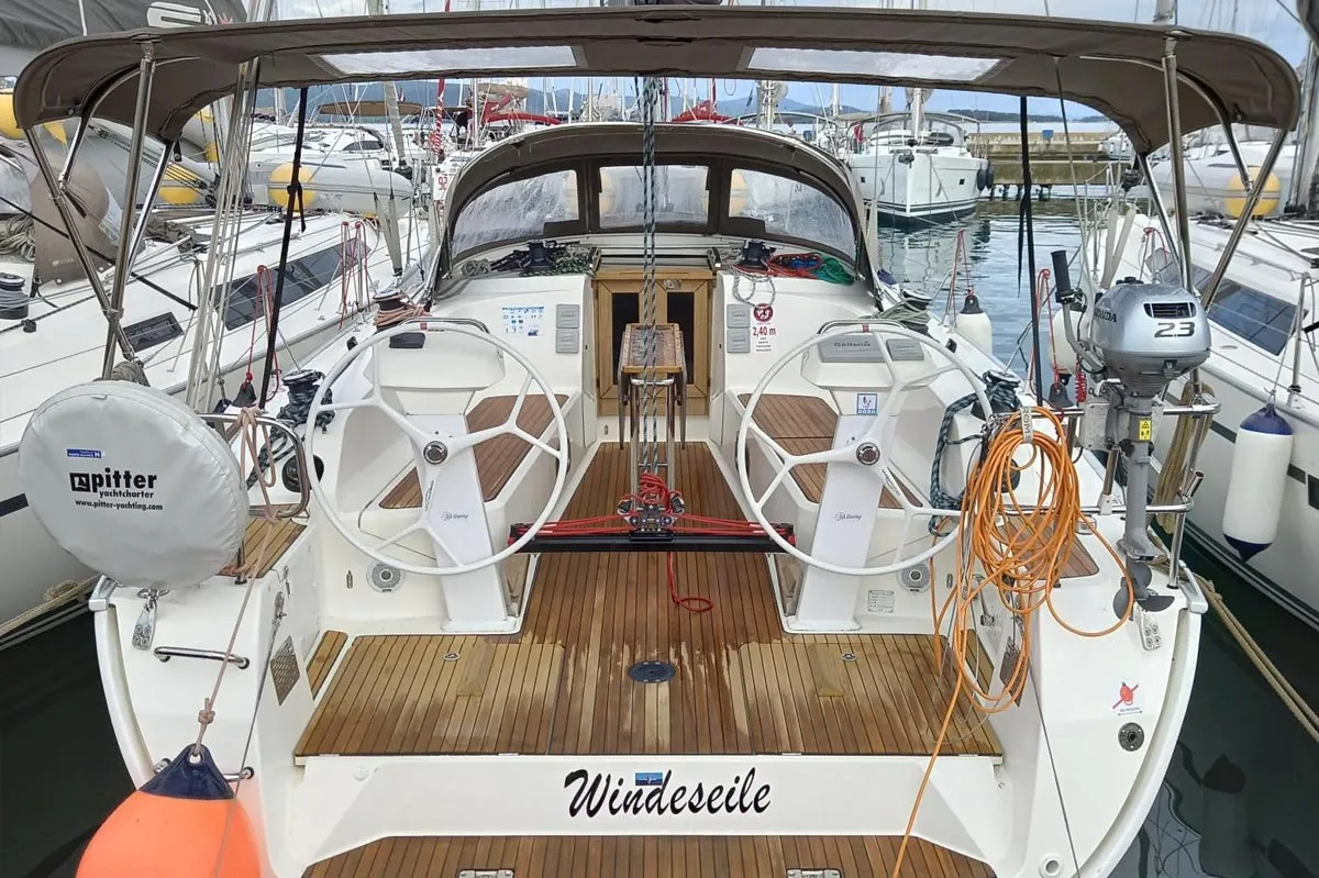 Cockpit of WindesEile (20), a Bavaria Cruiser 41S sailboat at Murter, Croatia