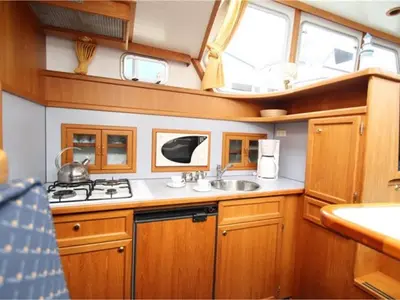 Galley of Antoinette, a De Drait Kotterjacht 12.2 GL motorboat at Woudsend, Netherlands