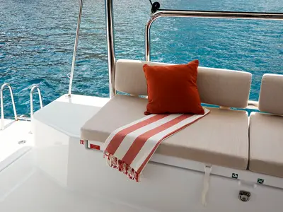 Deck of Deep Breath, a Bali Catspace catamaran at Pirovac, Croatia