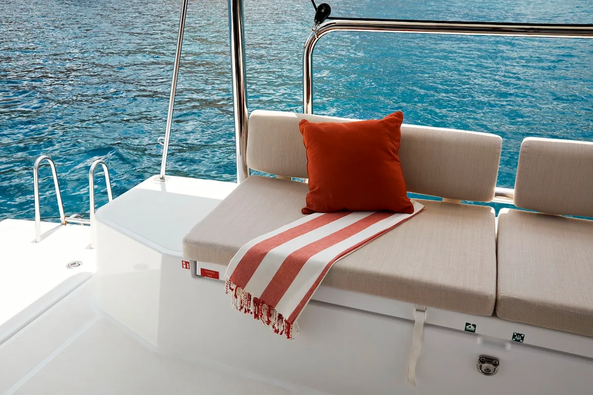 Deck of Deep Breath, a Bali Catspace catamaran at Pirovac, Croatia