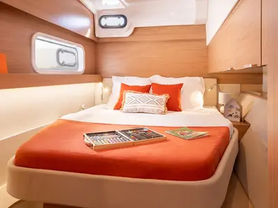 Cabin on Deep Breath, a Bali Catspace catamaran at Pirovac, Croatia