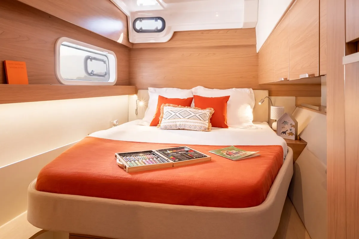 Cabin on Deep Breath, a Bali Catspace catamaran at Pirovac, Croatia