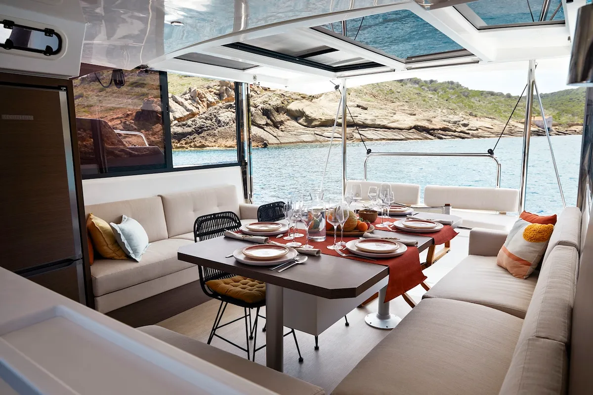 Salon of Deep Breath, a Bali Catspace catamaran at Pirovac, Croatia
