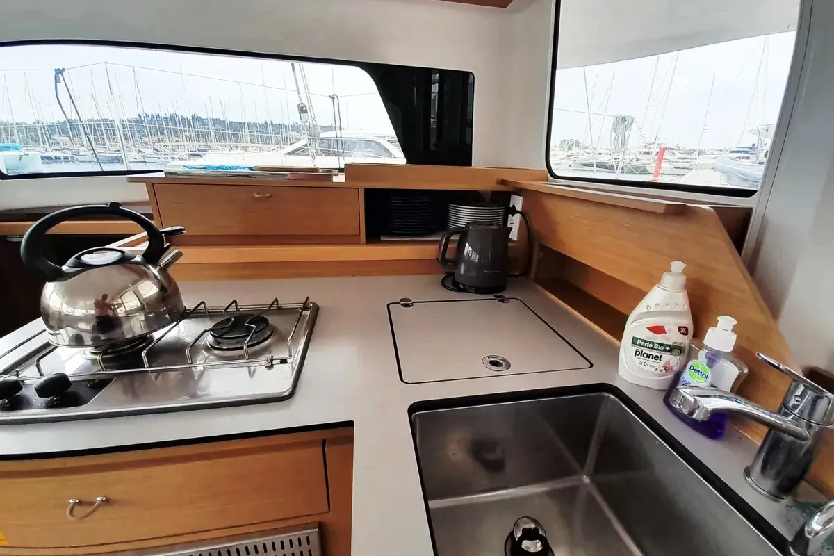 Galley of Saint Andrew, a Excess 11 catamaran at Lavreotiki Municipal Unit, Greece