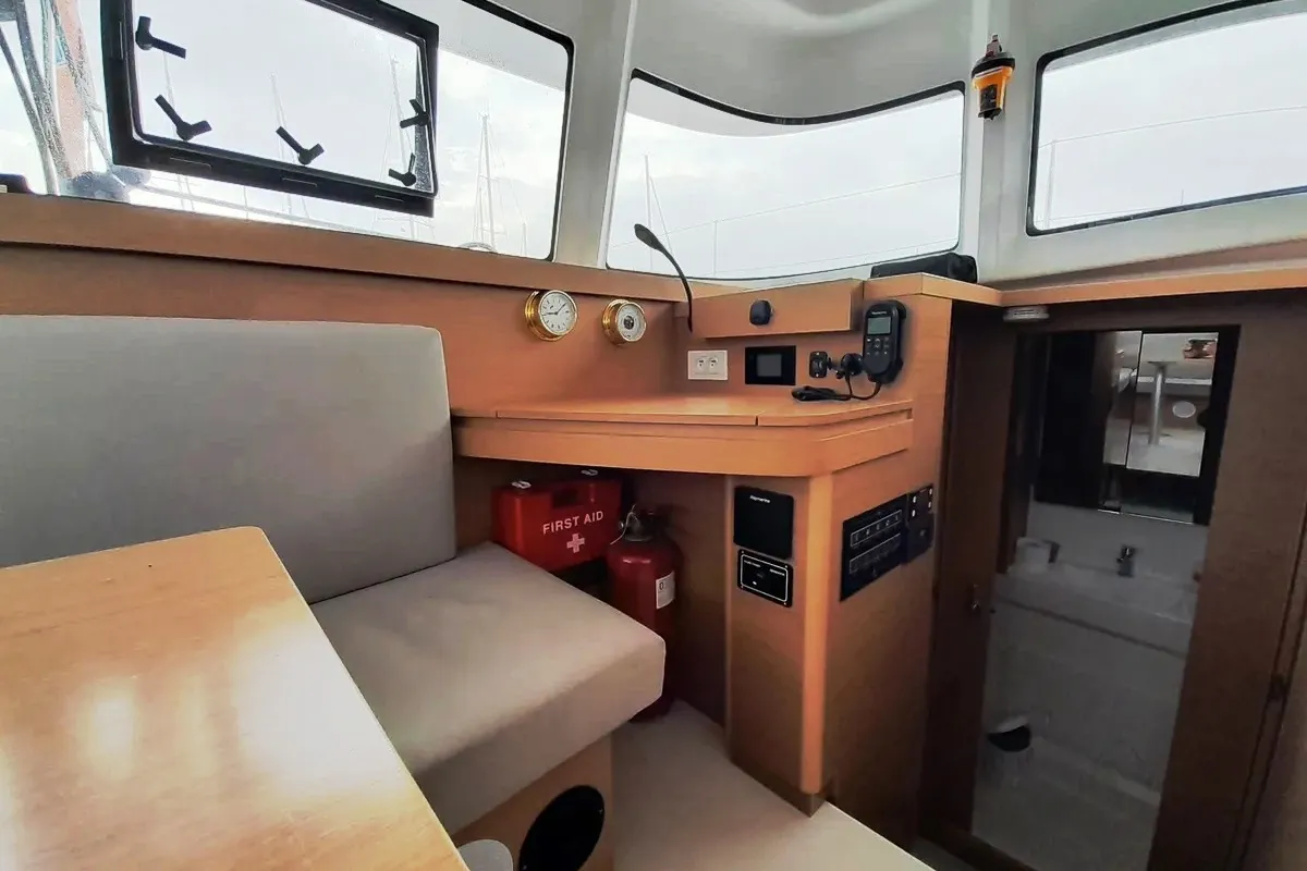 Cockpit of Saint Andrew, a Excess 11 catamaran at Lavreotiki Municipal Unit, Greece