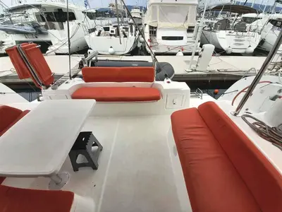 Deck of Saint Andrew, a Excess 11 catamaran at Lavreotiki Municipal Unit, Greece