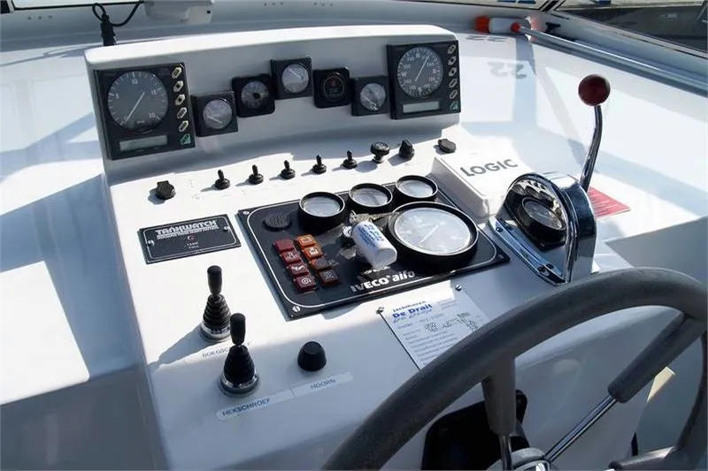 Cockpit of De Drait Renal 50, a motorboat at Drachten, Netherlands